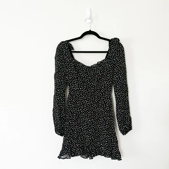 REFORMATION Polka Dot Confetti ELIN Square Neck Bow Shoulder Mini-Dress XS - Picture 4 of 8